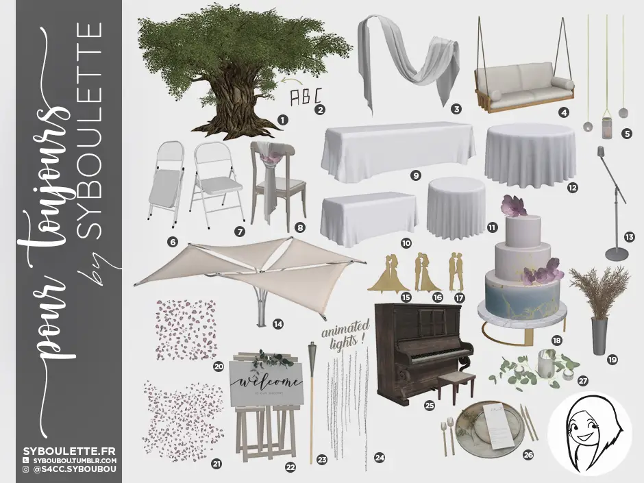 Pour Toujours Romantic Wedding Cc Set For The Sims 4 Syboulette Custom Content For The Sims 4