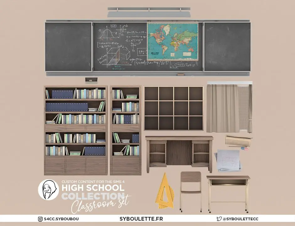 High school Classroom cc sims 4 - Syboulette Custom Content for The Sims 4