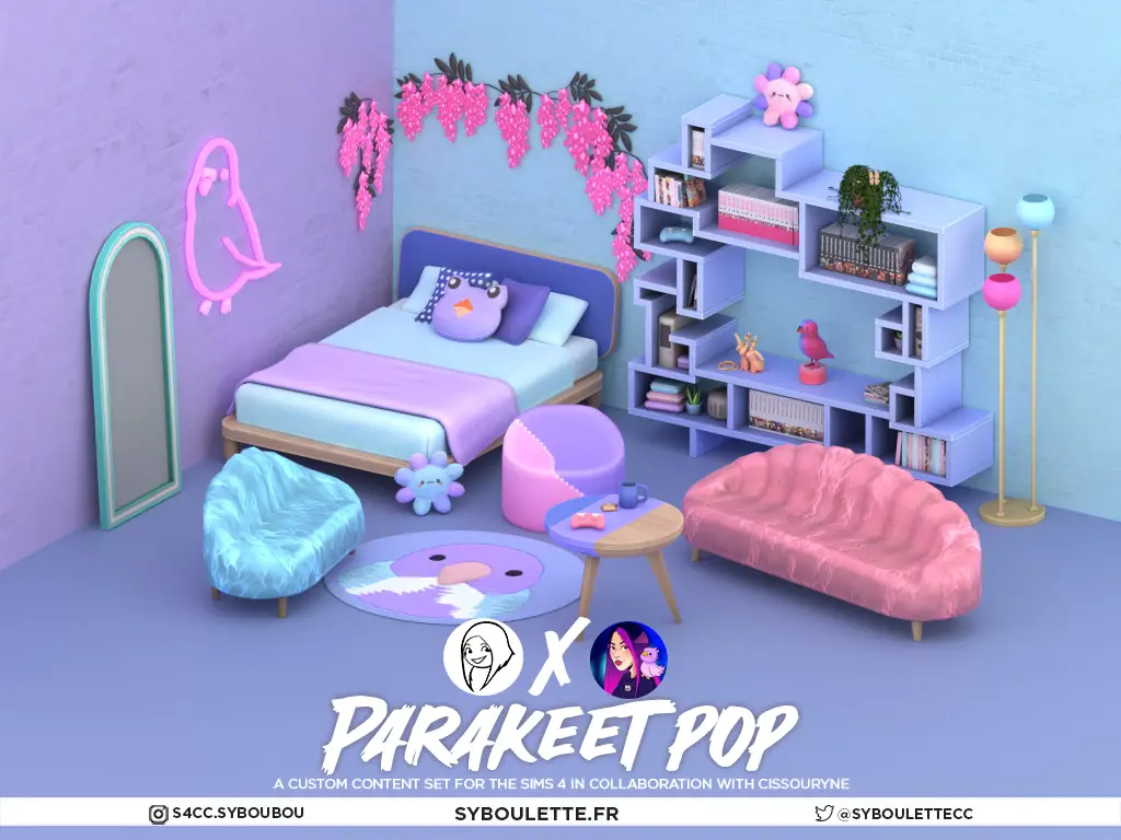 Parakeet pop cissouryne pastel cc sims 4 - Syboulette Custom Content