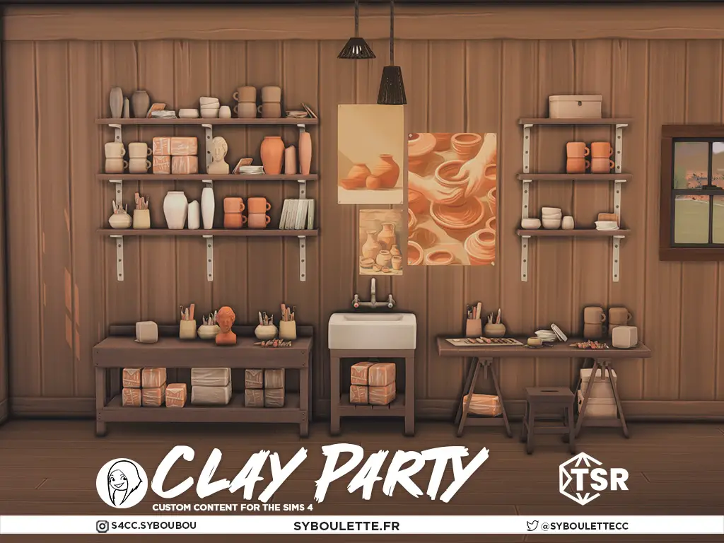 Ingame screenshot preview for Clay part workshop set with custom content for The Sims 4